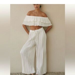 Anthropologie White Wide Leg Pants